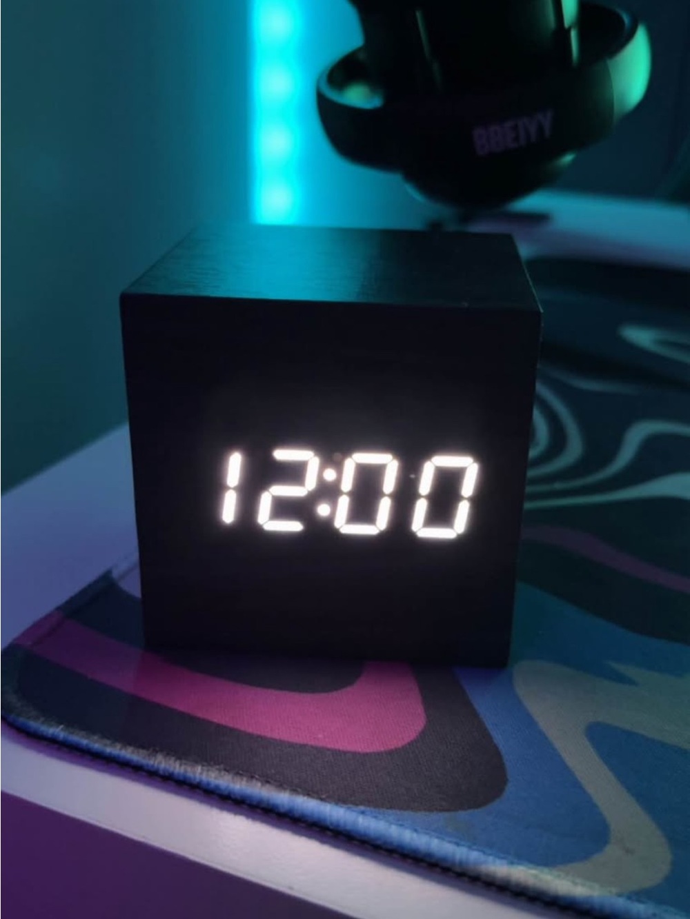 LED Cube Alarm Clock - Black